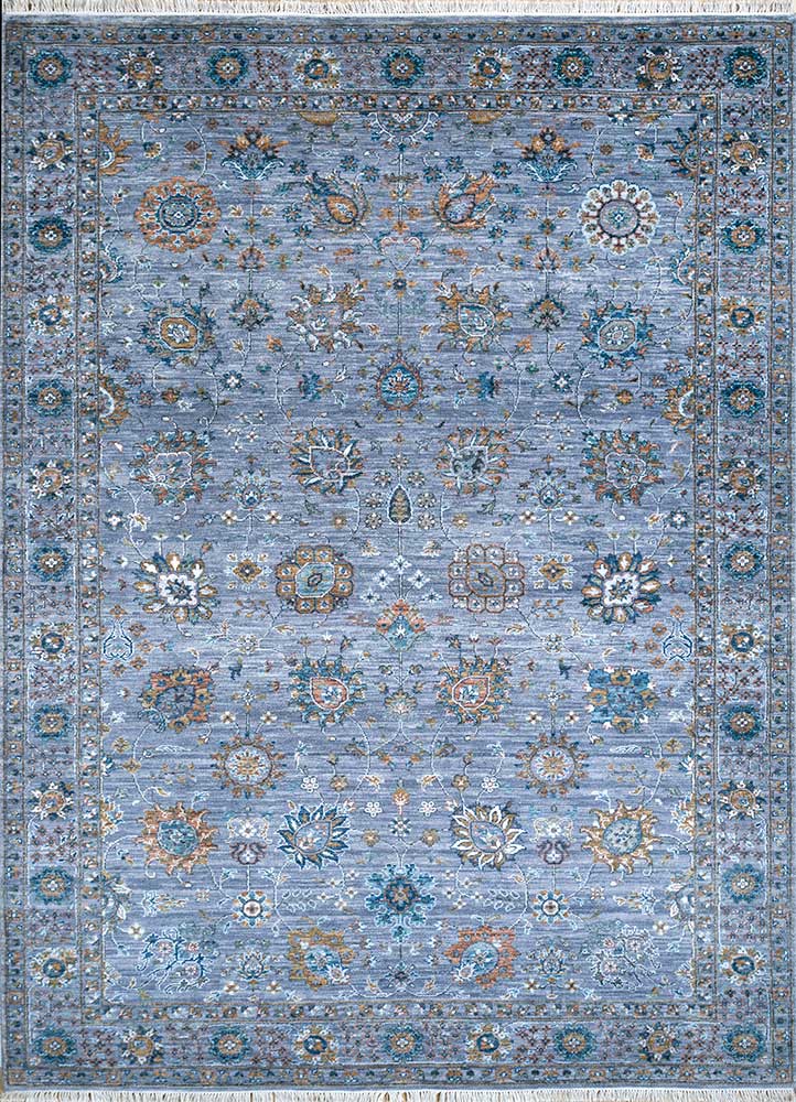 gulnar blue wool Hand Knotted Rug - HeadShot