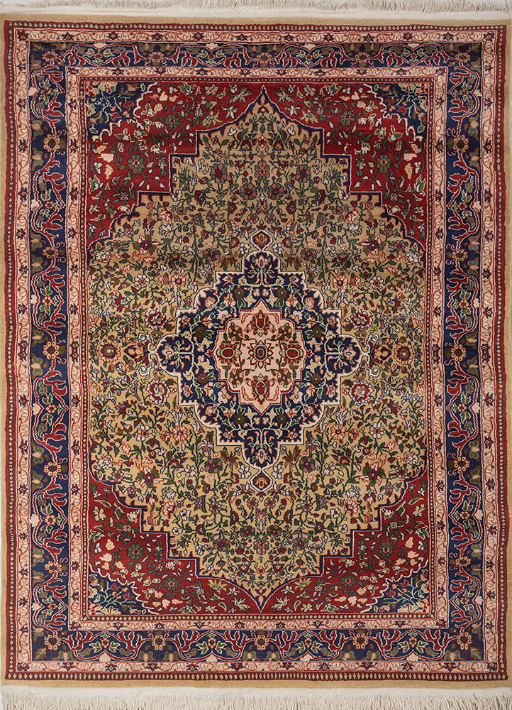  beige and brown wool Hand Knotted Rug