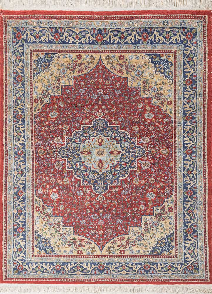 gulnar red and orange wool Hand Knotted Rug - HeadShot gulnar red and orange wool Hand Knotted Rug - HeadShot