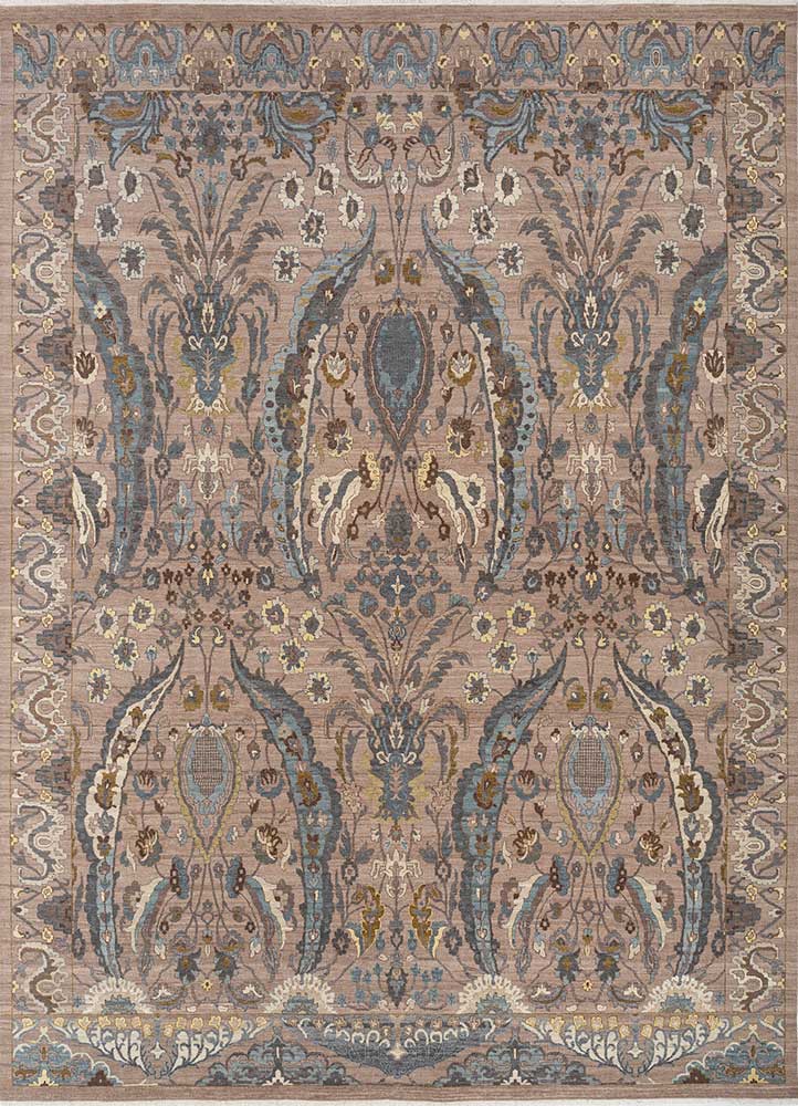 cyanna beige and brown wool Hand Knotted Rug - HeadShot