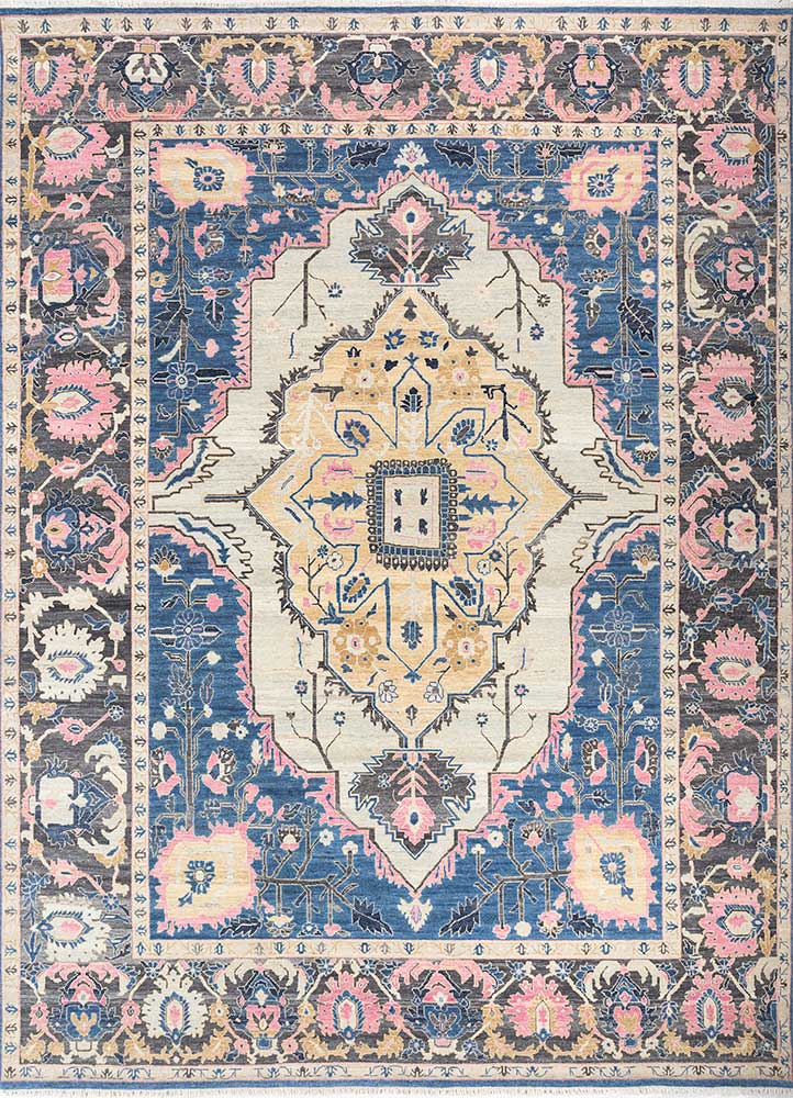  blue wool Hand Knotted Rug