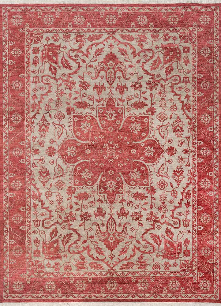 savana red and orange wool Hand Knotted Rug - HeadShot