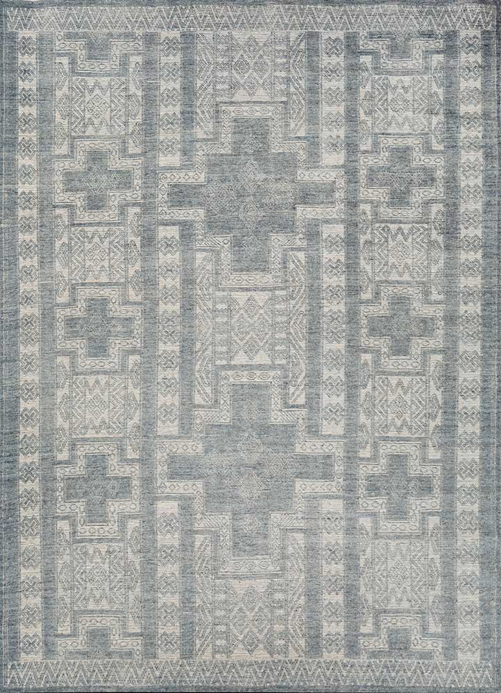 savana blue wool Hand Knotted Rug - HeadShot