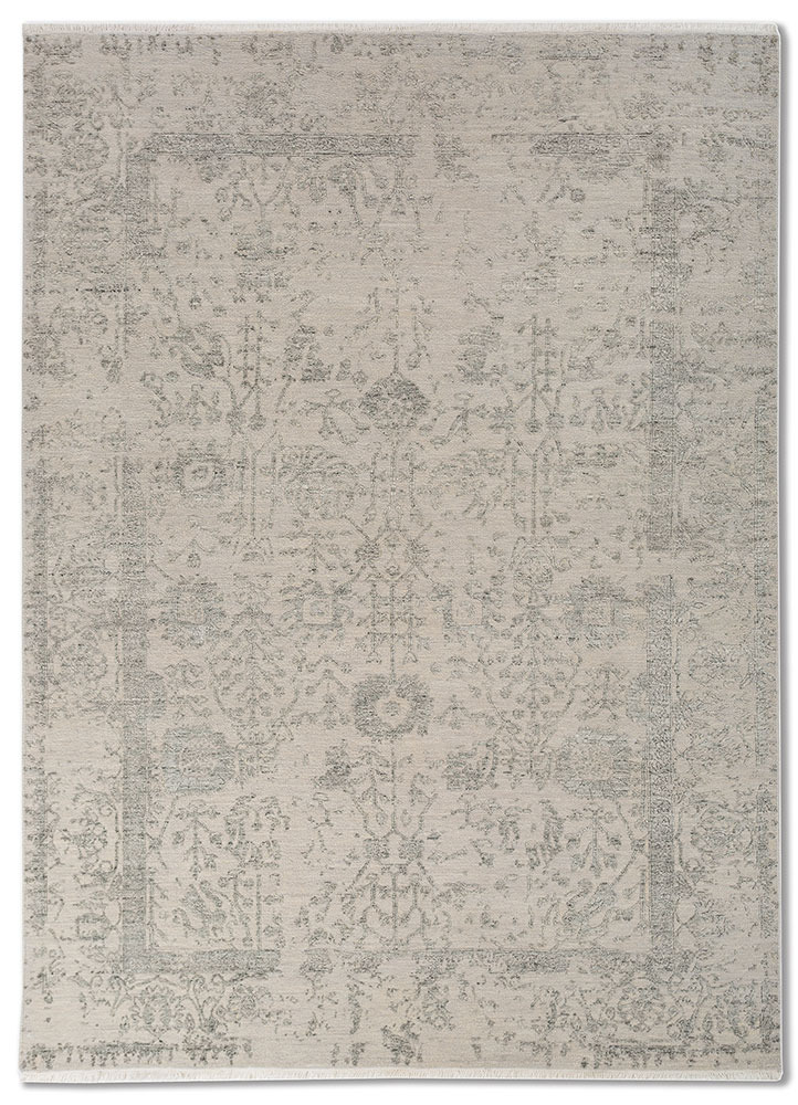 aprezo grey and black wool and viscose Hand Knotted Rug - HeadShot