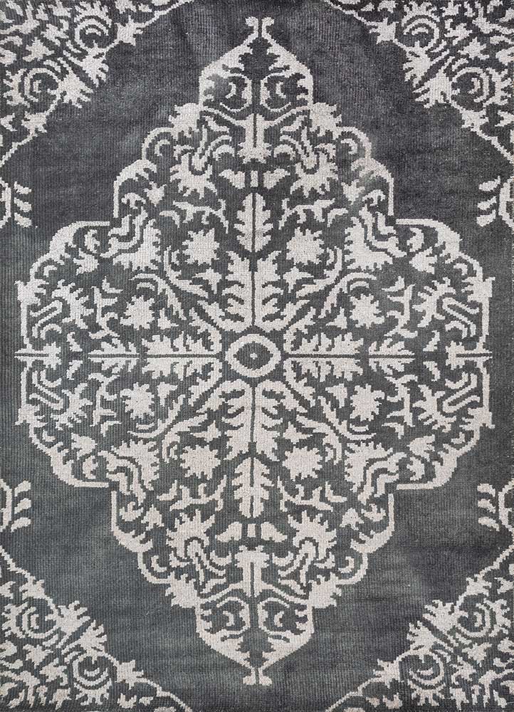 savana grey and black wool and viscose Hand Knotted Rug - HeadShot savana grey and black wool and viscose Hand Knotted Rug - HeadShot