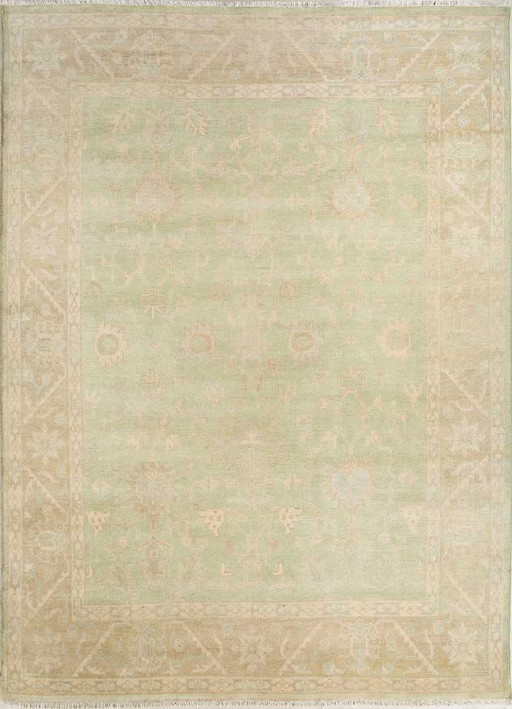 cyanna green wool and viscose Hand Knotted Rug - HeadShot