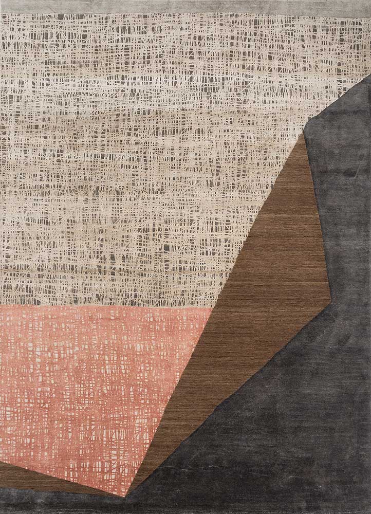  grey and black wool and silk Hand Knotted Rug