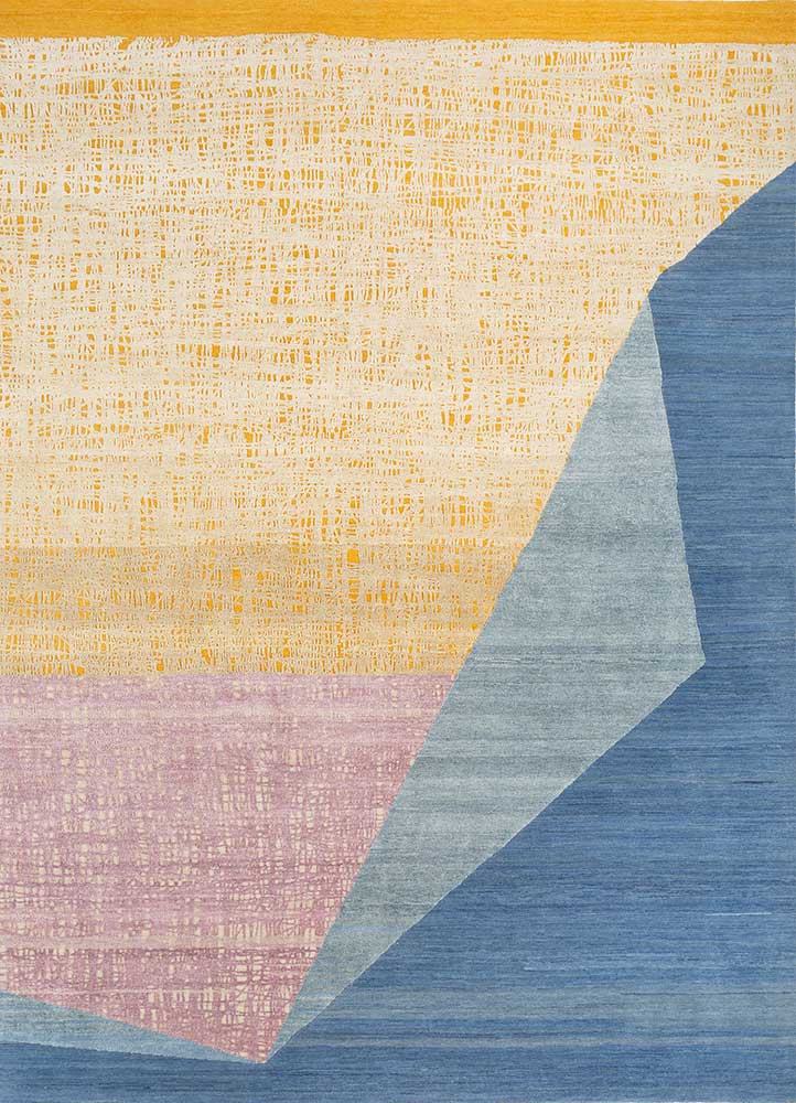  gold wool and silk Hand Knotted Rug