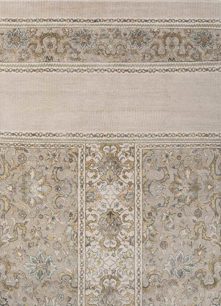  grey and black wool and silk Hand Knotted Rug