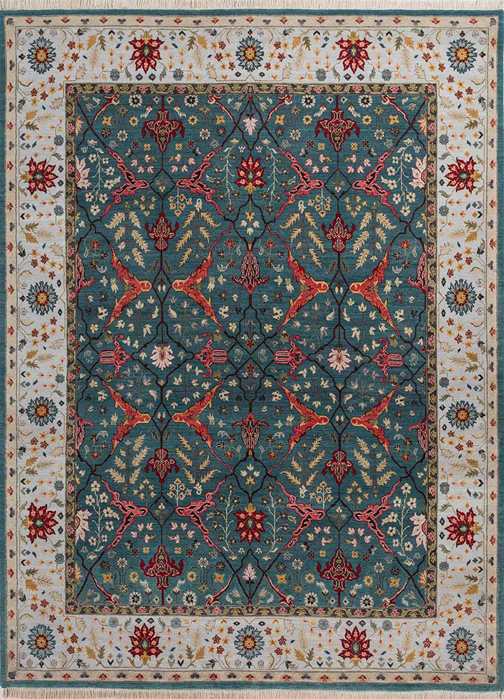  blue wool Hand Knotted Rug