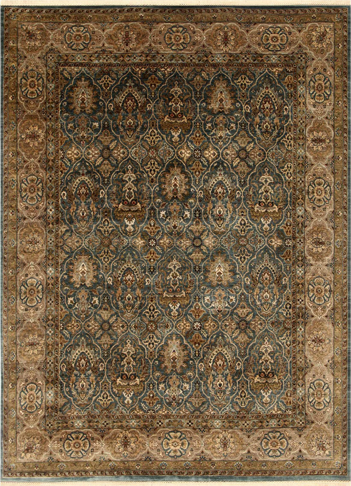 gulnar grey and black wool Hand Knotted Rug - HeadShot