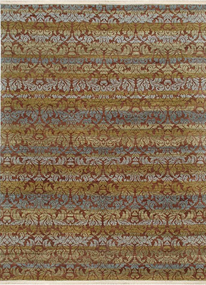 pansy beige and brown wool Hand Knotted Rug - HeadShot