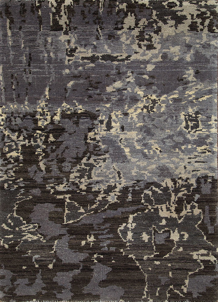 beige and brown wool Hand Knotted Rug