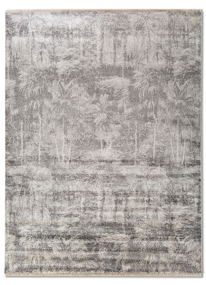pansy ivory wool and bamboo silk Hand Knotted Rug - HeadShot