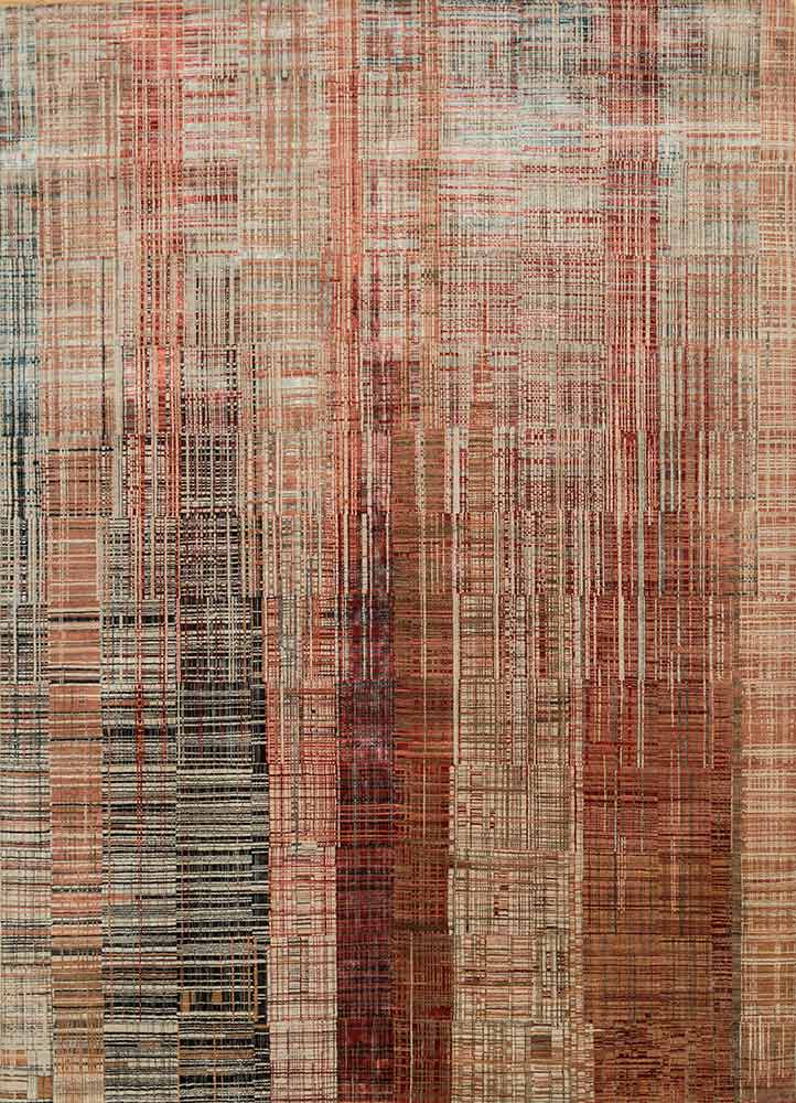 unstring by kavi ivory wool and bamboo silk Hand Knotted Rug - HeadShot