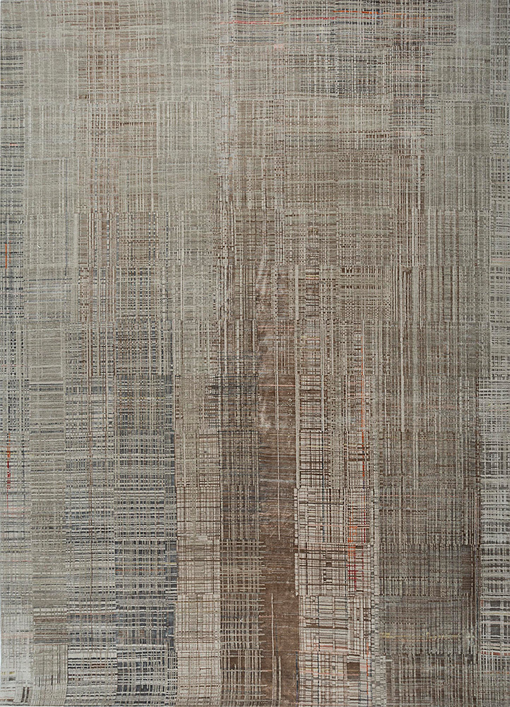  beige and brown wool and bamboo silk Hand Knotted Rug