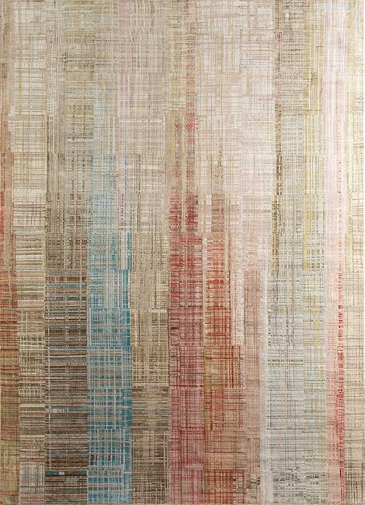 unstring by kavi ivory wool and bamboo silk Hand Knotted Rug - HeadShot