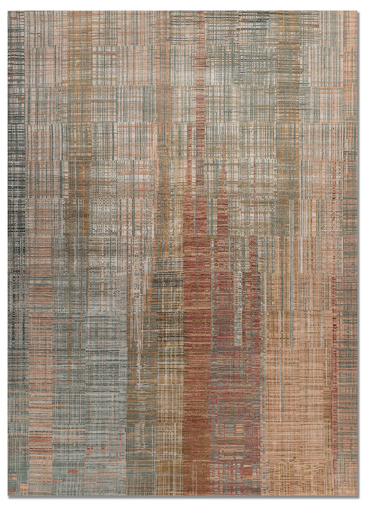 red and orange wool and bamboo silk Hand Knotted Rug
