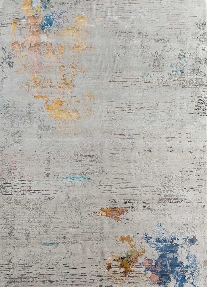 unstring by kavi ivory wool and bamboo silk Hand Knotted Rug - HeadShot