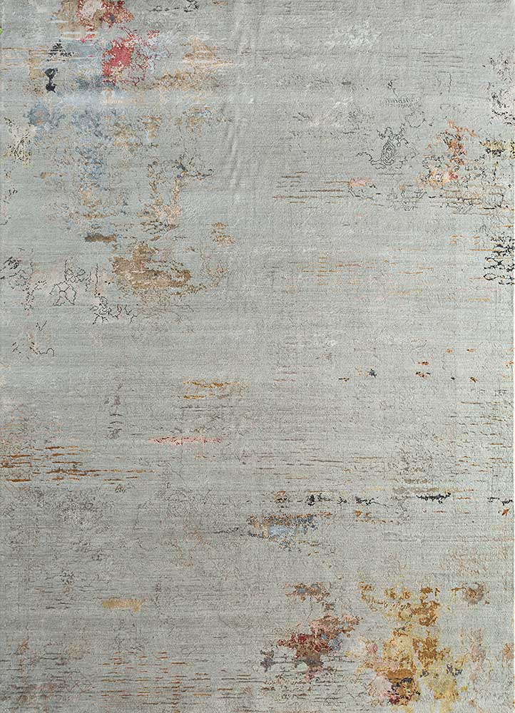 unstring by kavi grey and black wool and bamboo silk Hand Knotted Rug - HeadShot