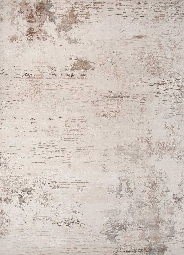 unstring by kavi ivory wool and bamboo silk Hand Knotted Rug - HeadShot