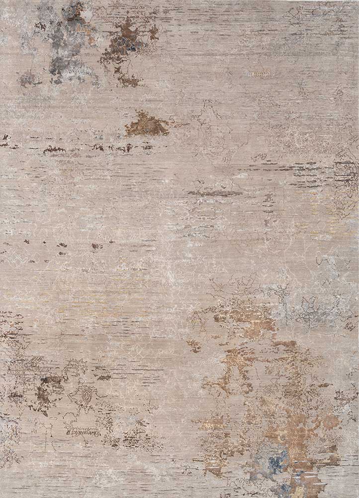 unstring by kavi grey and black wool and bamboo silk Hand Knotted Rug - HeadShot