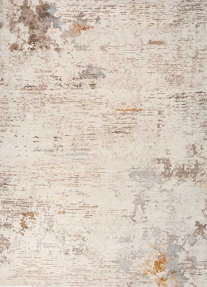 unstring by kavi ivory wool and bamboo silk Hand Knotted Rug - HeadShot