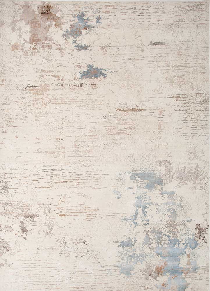  ivory wool and bamboo silk Hand Knotted Rug