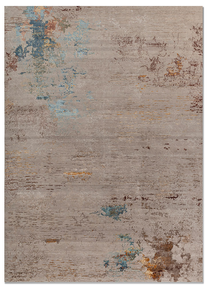  grey and black wool and bamboo silk Hand Knotted Rug