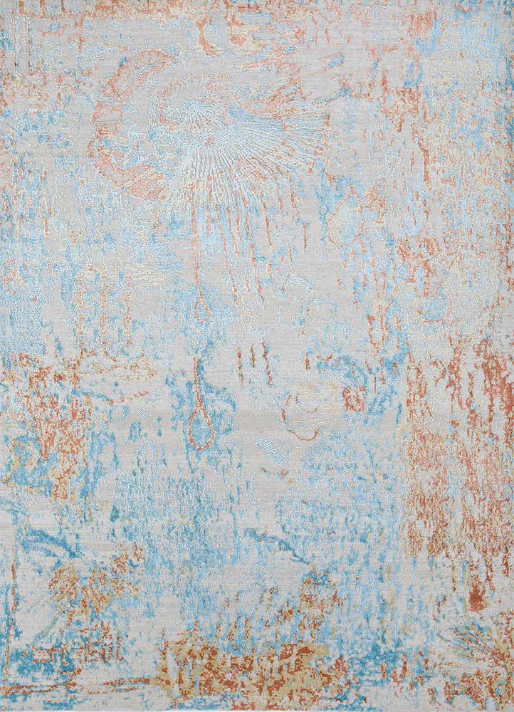  beige and brown wool and bamboo silk Hand Knotted Rug