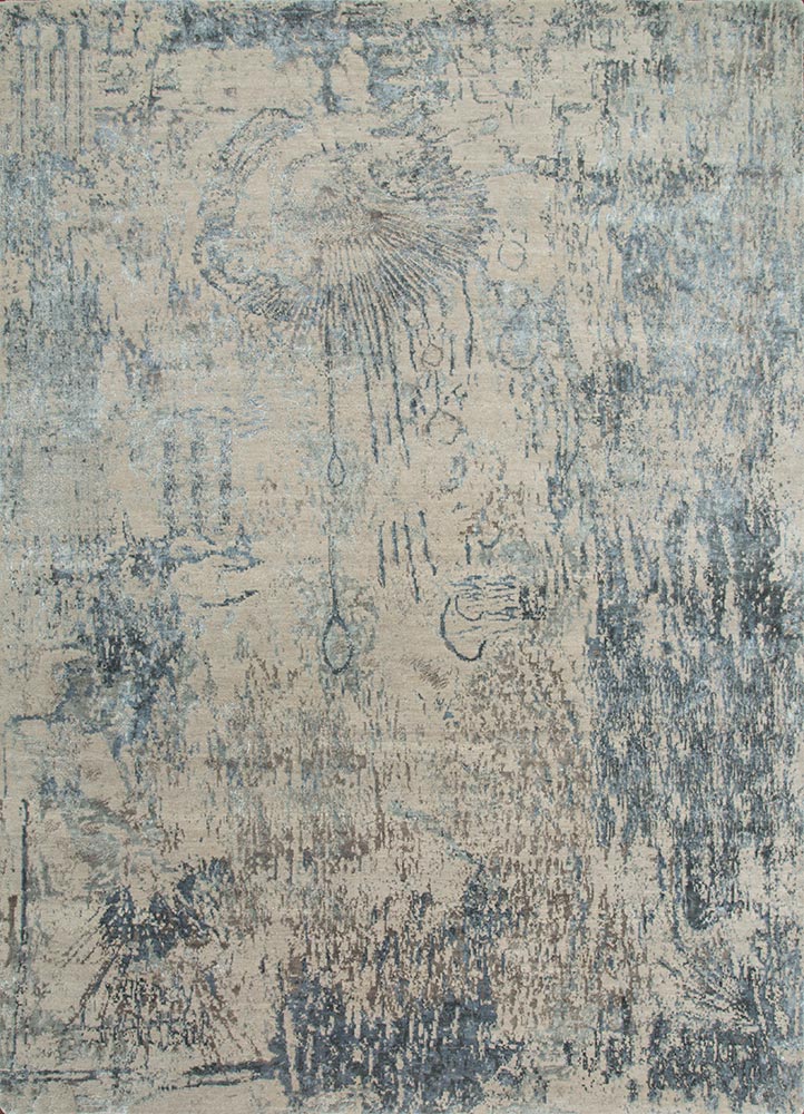  grey and black wool and bamboo silk Hand Knotted Rug