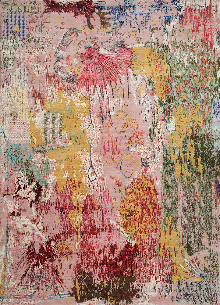  pink and purple wool and bamboo silk Hand Knotted Rug