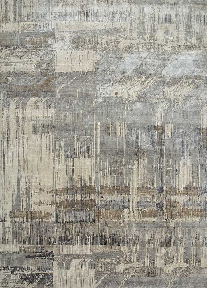  ivory wool and bamboo silk Hand Knotted Rug