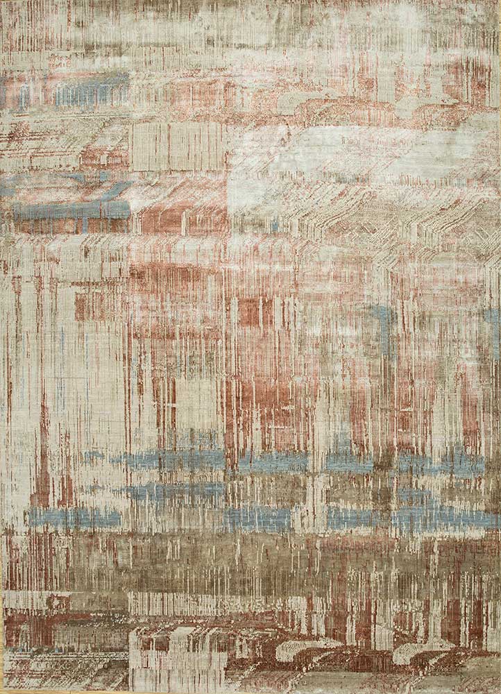 unstring by kavi ivory wool and bamboo silk Hand Knotted Rug - HeadShot