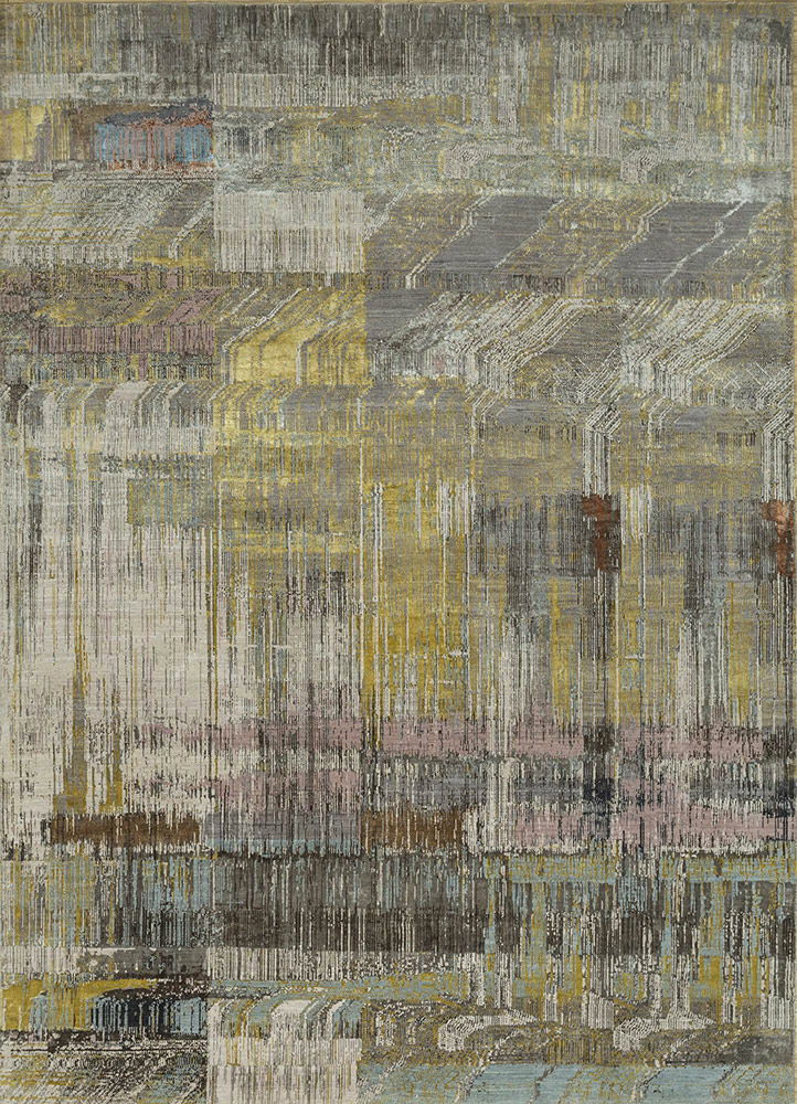 unstring by kavi grey and black wool and bamboo silk Hand Knotted Rug - HeadShot unstring by kavi grey and black wool and bamboo silk Hand Knotted Rug - HeadShot