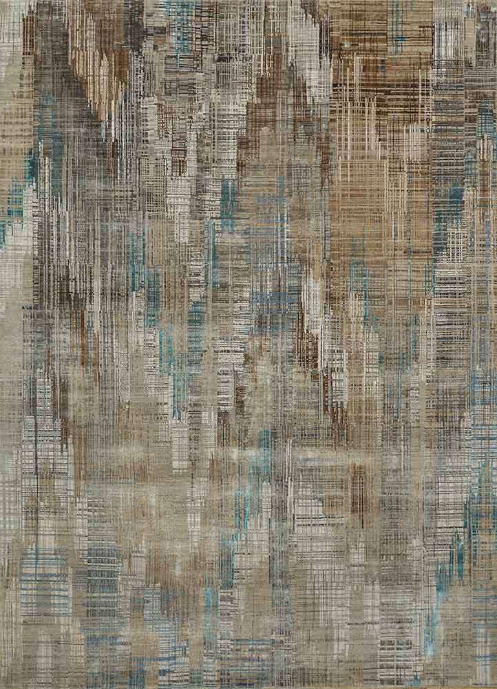  beige and brown wool and bamboo silk Hand Knotted Rug