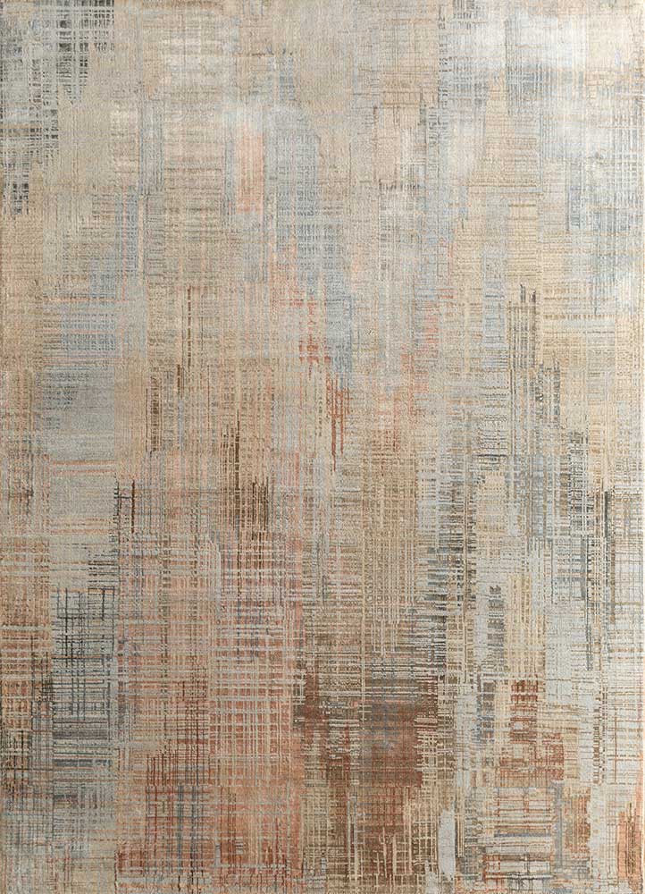 unstring by kavi blue wool and bamboo silk Hand Knotted Rug - HeadShot