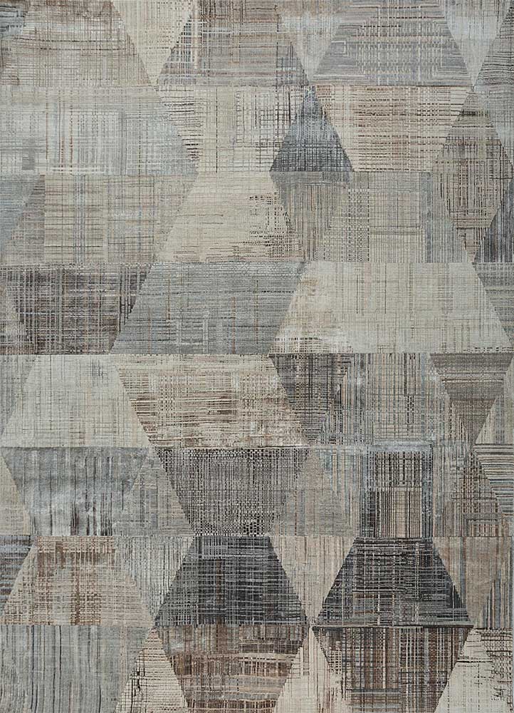 unstring by kavi grey and black wool and bamboo silk Hand Knotted Rug - HeadShot