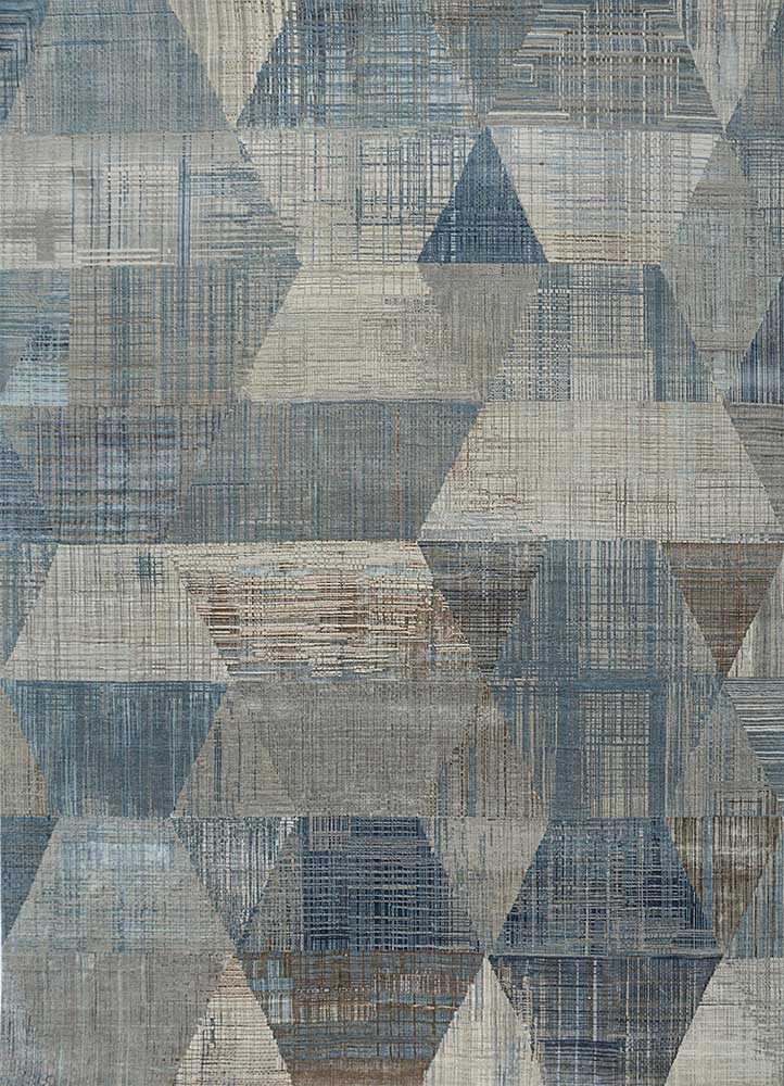  blue wool and bamboo silk Hand Knotted Rug