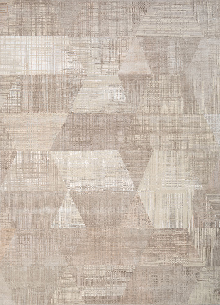  ivory wool and bamboo silk Hand Knotted Rug