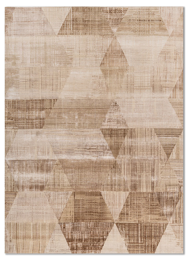  ivory wool and bamboo silk Hand Knotted Rug