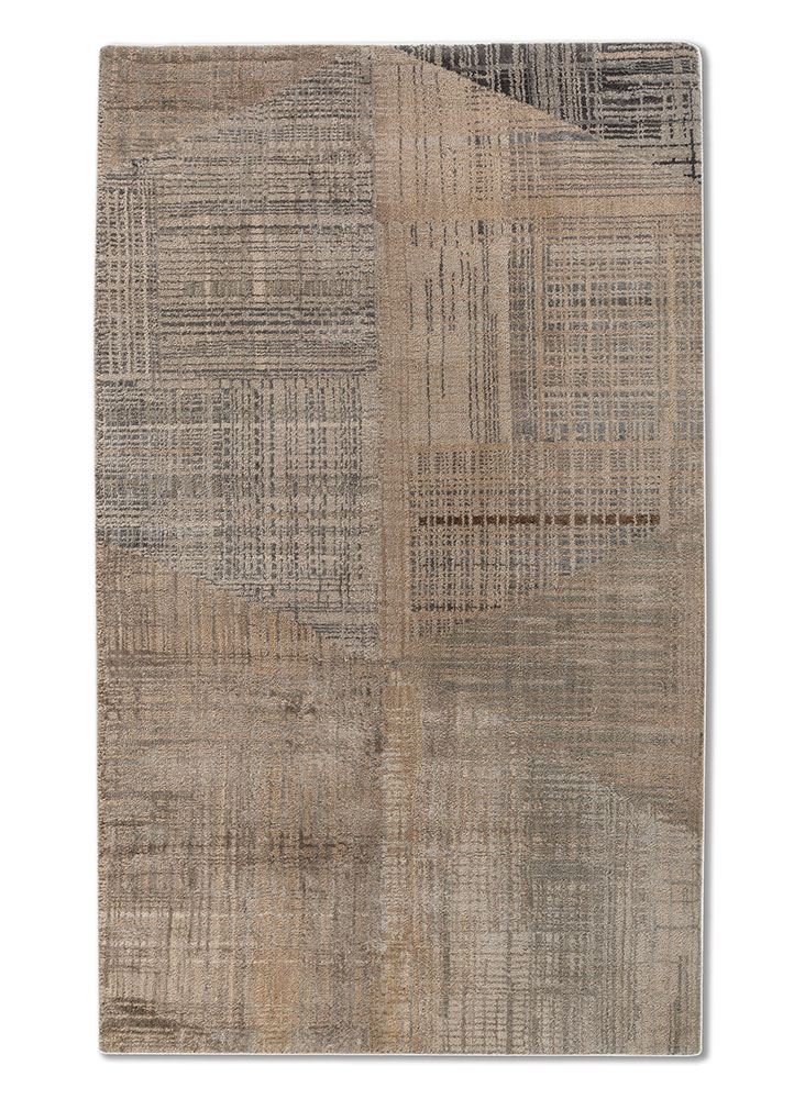  ivory wool and bamboo silk Hand Knotted Rug