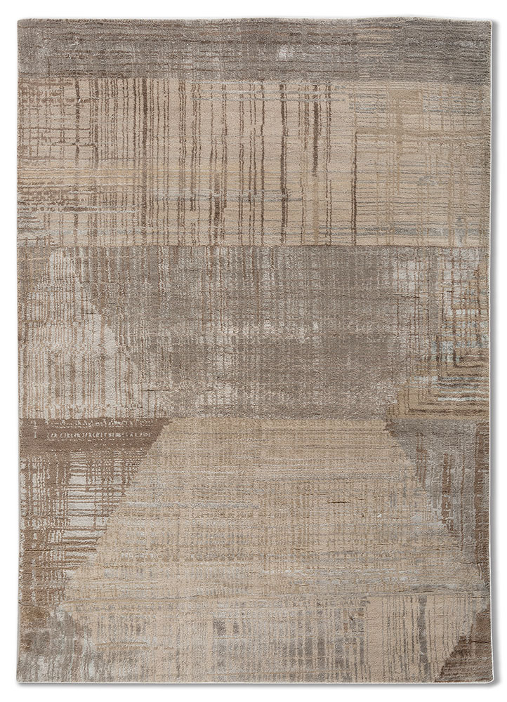 aprezo ivory wool and bamboo silk Hand Knotted Rug - HeadShot