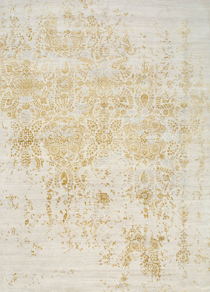 far east ivory wool and bamboo silk Hand Knotted Rug - HeadShot