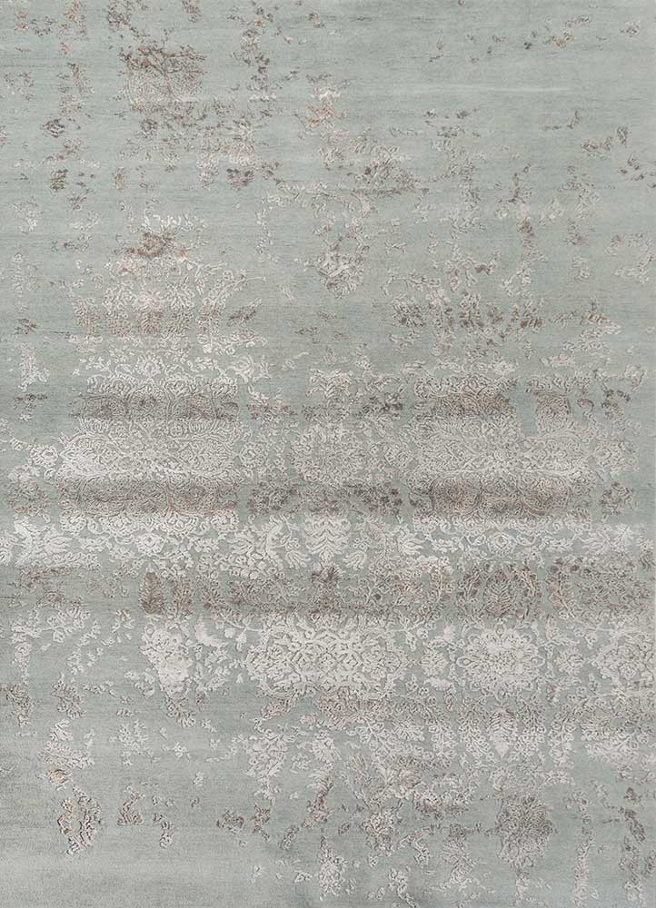  blue wool and bamboo silk Hand Knotted Rug