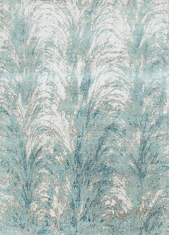 tattvam blue wool and bamboo silk Hand Knotted Rug - HeadShot