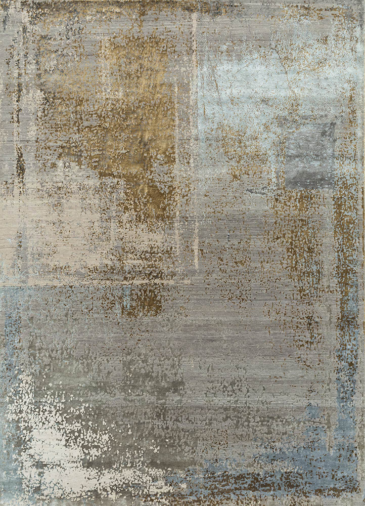  grey and black wool and bamboo silk Hand Knotted Rug