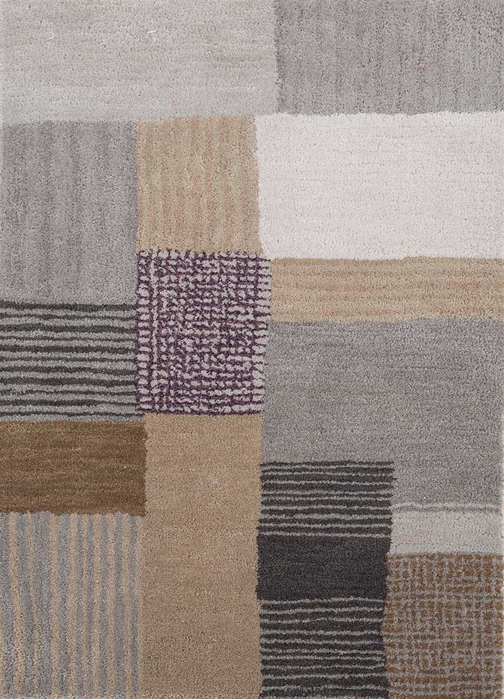 pathways grey and black wool Hand Tufted Rug - HeadShot