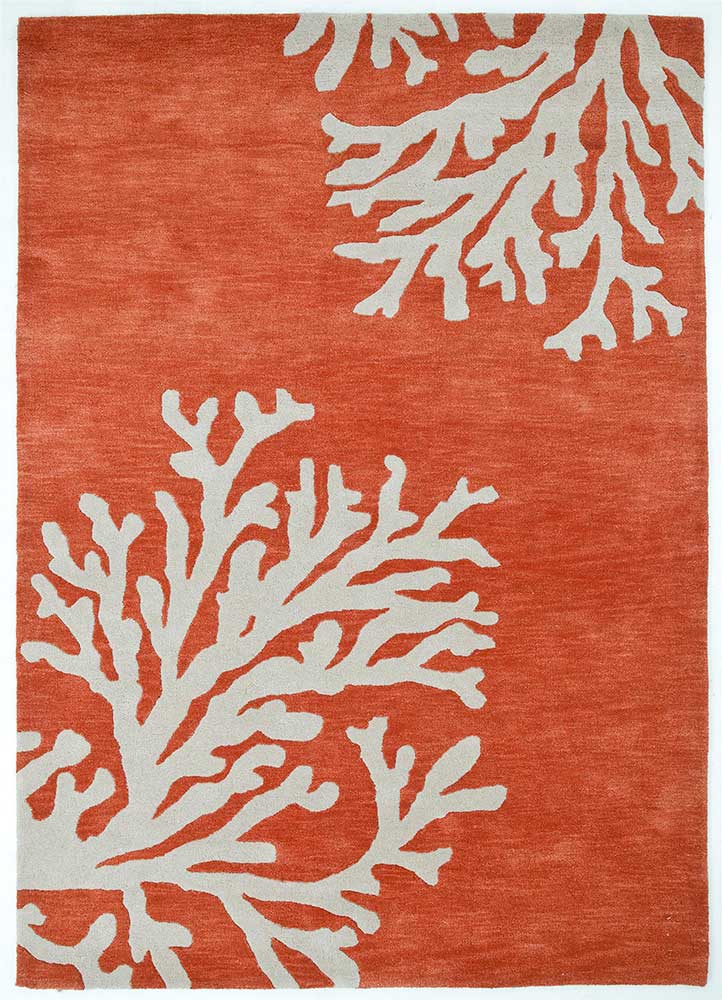 roar red and orange wool Hand Tufted Rug - HeadShot