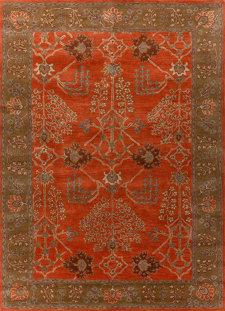 kasbah red and orange wool Hand Tufted Rug - HeadShot